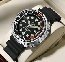 Tuna Diver Style Watch Men 41mm Quartz Rotating Bezel Silicone Luminous Date