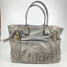 Borsa tote Chloe Eclipse in pelle grigio metallizzato #2395