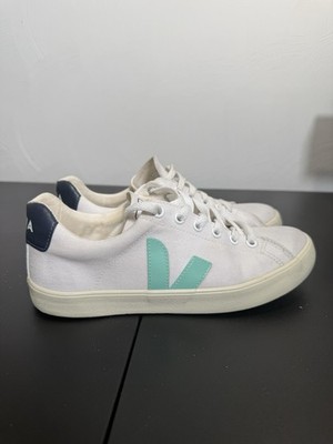 Veja Esplar Canvas White Turquoise Nautico Sneakers Size US 8