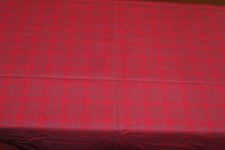 Red plaid windowpane fabric remnant 58" x 46" cotton