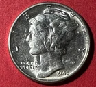 1945 Choice Uncirculated US Mercury SILVER Dime "Philadelphia" Mint! Old Coin!