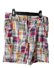 A2-C77-16 Larry Levine Girls's Sport Patchwork Plaid Bermuda Skimmer Capri Short
