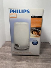 Philips Wake Up Light Clock Alarm Radio White HF3470/60 New In Box Never Opened