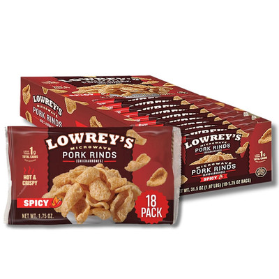 Bacon Curls Microwave Pork Rinds (Chicharrones), Hot & Spicy, 1.75 Ounce (Pack o
