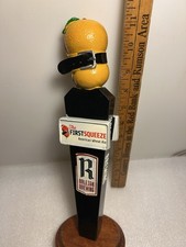RALEIGH BREWING THE FIRST SQUEEZE ORANGE WHEAT draft beer tap handle N. CAROLINA