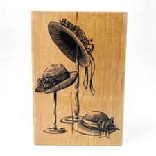 Embossing Arts Rubber Stamp 1997 - Three Hats 219-J, Wood Mounted, Hard To Find
