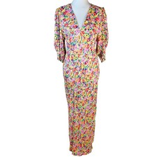 Rixo Target Puff Sleeve Maxi Dress Women 6 Floral Colorful Boho Maximalist Artsy