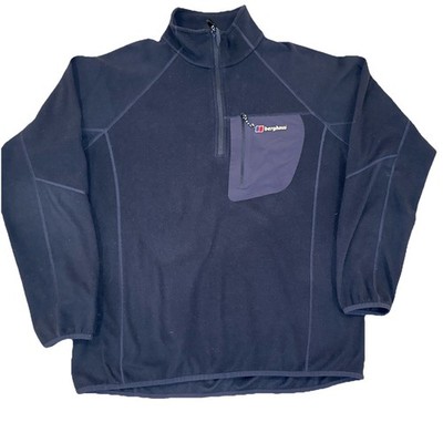 Berghaus Fleece Navy Mock Neck Pullover Sweater 1/4 Zip Chest Pocket Men's XL