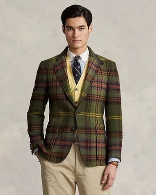 Polo Ralph Lauren Men's Jacket 40L The RL67 Plaid Tweed Blazer