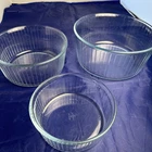 Vintage Pyrex Clear Glass Ribbed Bowl Set Of 3 Baking Dishes Casserole Soufflé
