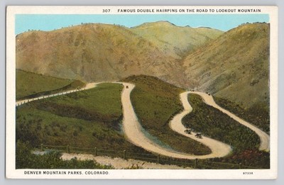 Postcard Lookout Mountain Colorado Double Hairpins Lariat Trail View