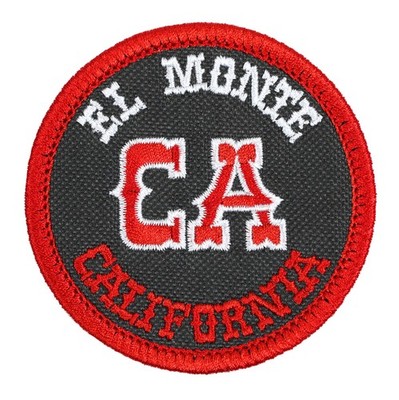 El Monte California Embroidered Patch Gray/Red Iron-On Sew-On Jacket Hat Shirt