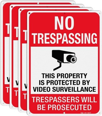 No Trespassing Sign Private Property Heavy Duty Aluminum Reflective 14x10 Inch 4