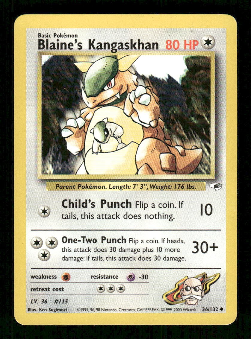 BLAINE'S KANGASKHAN 36/132 UNCOMMON GYM HEROES POKEMON UNLIMITED LIGHTLY PLAYED