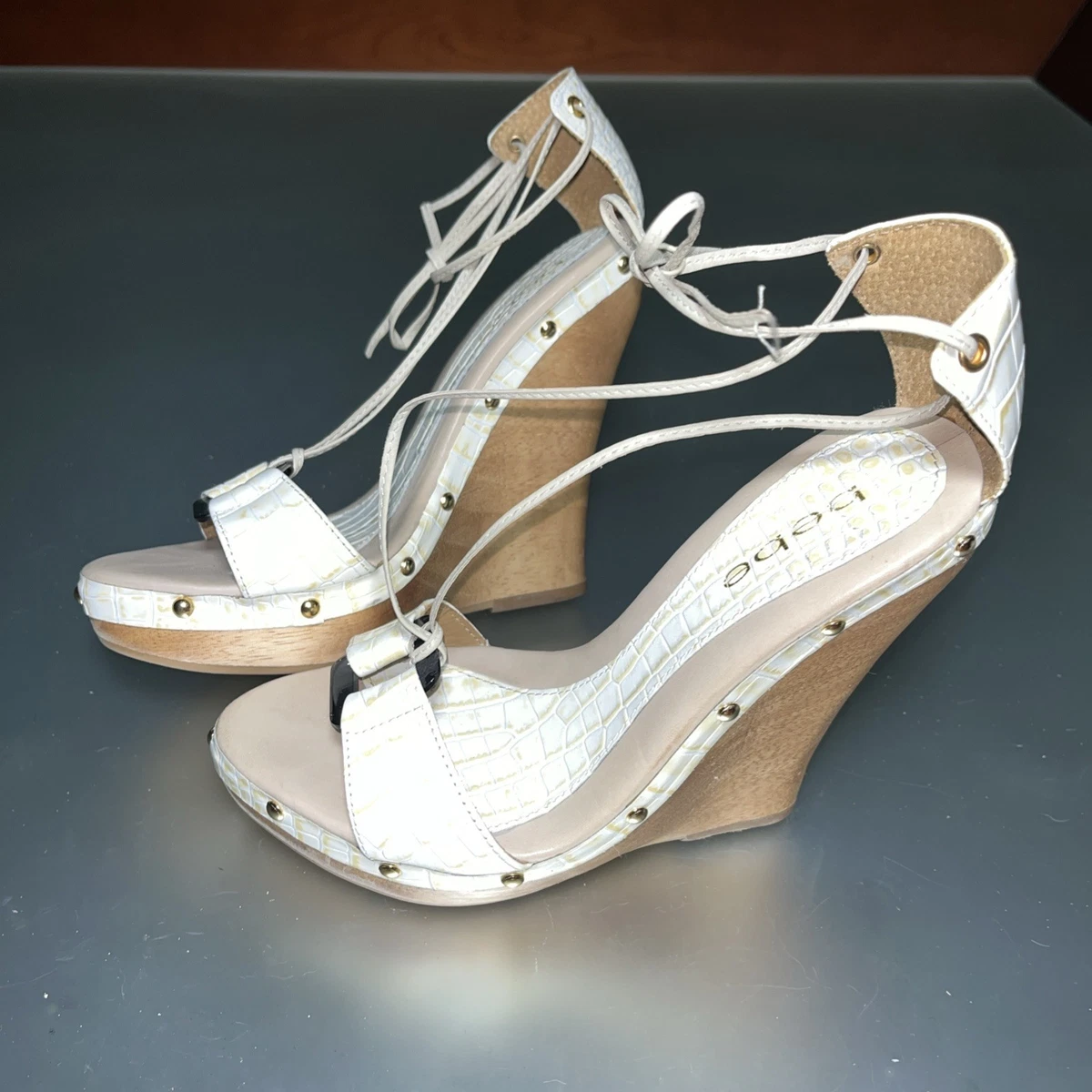 bebe Snake Heels for Women for sale | eBay Bebe Wedges-Faux Snake skin-NEVER WORN display picture 1