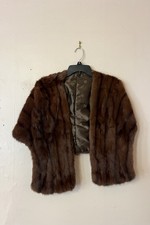 Vintage Mink Fur Stole Wrap Shawl Jacket with Satin Lining