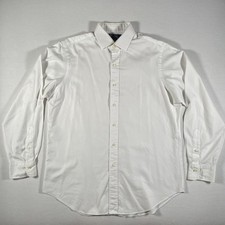 Vintage Polo By Ralph Lauren Dress Shirt Mens 16 L White Herringbone Classic Fit