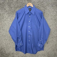 Jos A Bank Dress Shirt Mens 16 32 Blue Travelers Collection Button Up Cotton