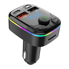 Bluetooth 5.0 Car FM Transmitter PD Type-C Dual USB Ambient Player Car MP3