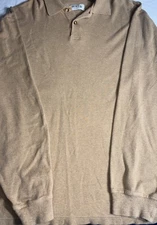 Men’s Large Orvis Long Sleeve Button Up Khaki Shirt 100 Cotton