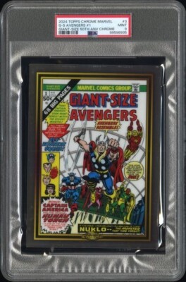 TOPPS CHROME MARVEL GIANT-SIZE AVENGERS 1 BOX TOPPER 50TH ANNIVERSARY #3 PSA 9