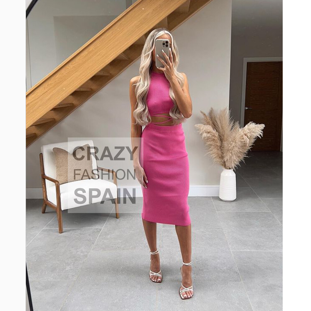 ZARA WOMAN NWT SS22 PINK KNIT MIDI 