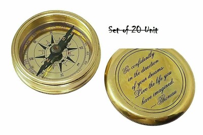 Brass Pocket Compass Marine Poem Collectible Flat Compass Lot of 20 Unit