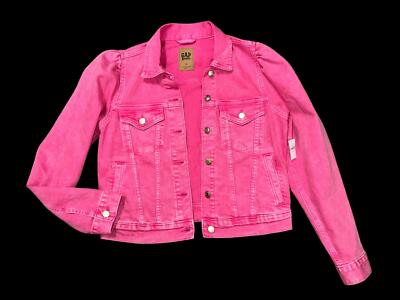 NWT GAP x Barbie Adult Puff Sleeve Icon Pink Denim Jacket Size M