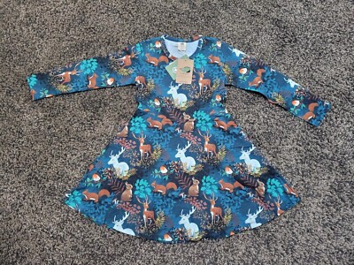 NEU Walkiddy Kleid Gr. 116 Langarm Secret Forest Reh Hase Mädchen Bio-Baumwolle 