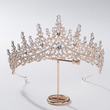 7cm Tall Flower Crystal Wedding Bridal Queen Princess Prom Tiara Crown For Women