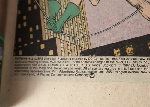 Batman 412 DC 1987 First and Origin Mime 7.0 Fine - Picture 5 of 6