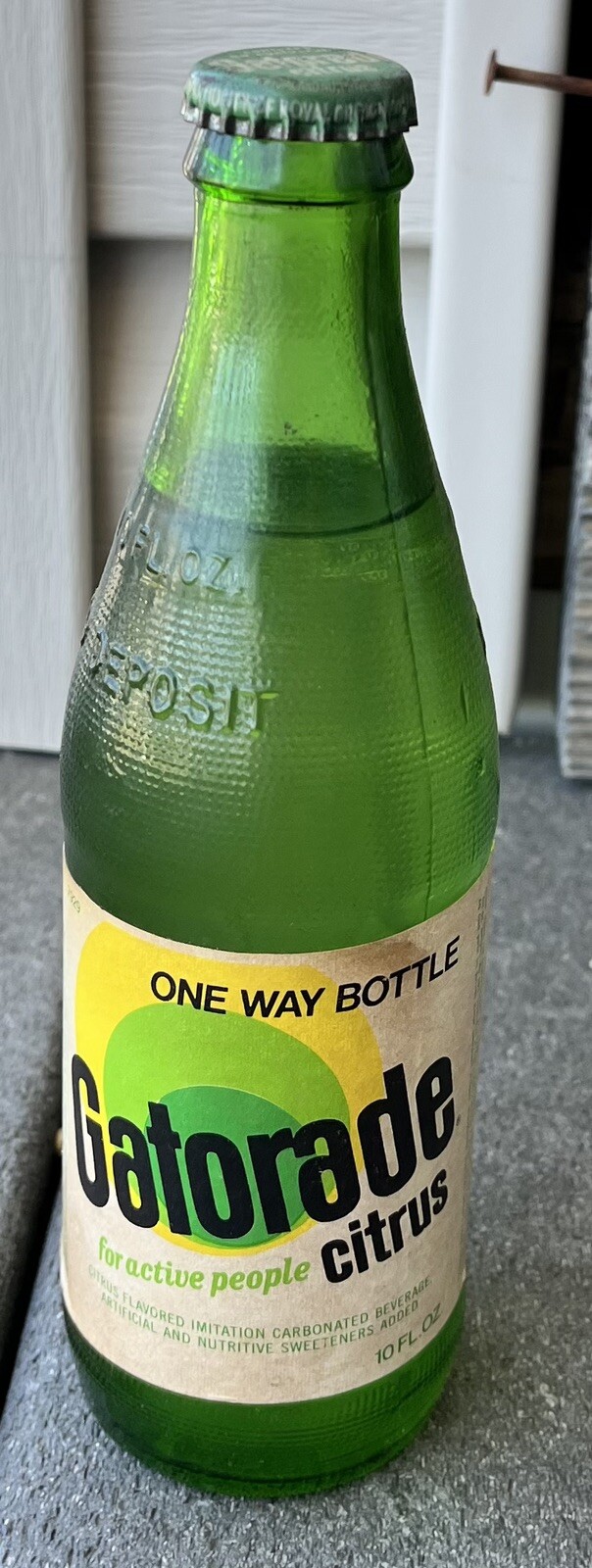 70’s VINTAGE GATORADE GLASS BOTTLE CITRUS 10 OZ UNOPENED Energy Drink