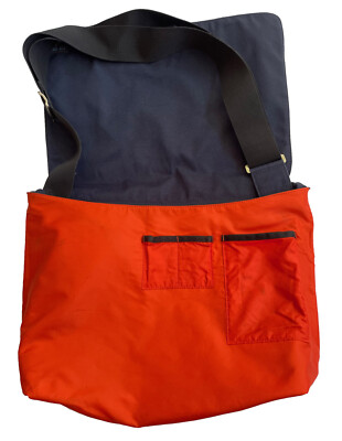 JACK SPADE Large Messenger Bag Navy Canvas Crossbody 18