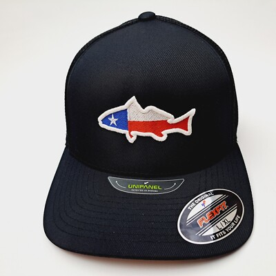 Texas Redfish Fisherman Gift Embroidered Flexfit Fitted Hat Cap Size L / XL