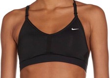 Nike Dri-Fit Indy Wome's Light-Support Padded V-Neck S ports Bra Black S