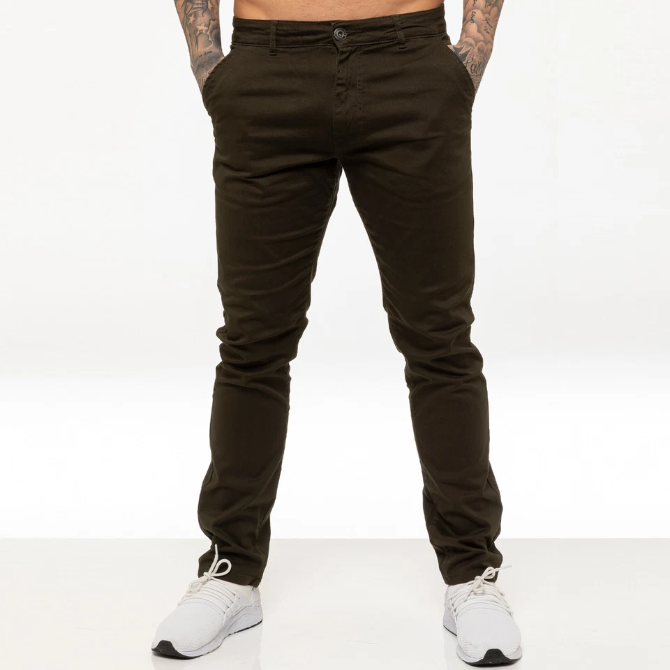 Enzo Mens Chino Trousers Slim Fit Skinny Stretch Cotton Pants Jeans All UK Sizes - Image 3 of 4