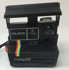 Vintage Polaroid 600 Film Land Camera with Rainbow Stripes and Strap Untested