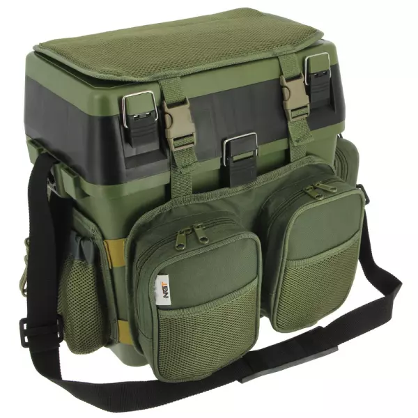 NGT Green Fishing Seat Box with Harness Rucksack Converter Carp