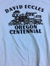 Vintage Tee Shirt David Eccles Oregon Centnnial Size Large 50/50 Blue