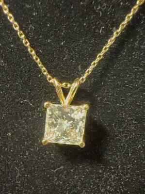 Im Labor gezüchteter 5 kt IGI-zertifizierter Diamant-Solitär-Anhänger Halskette 14 kt Gelbgold