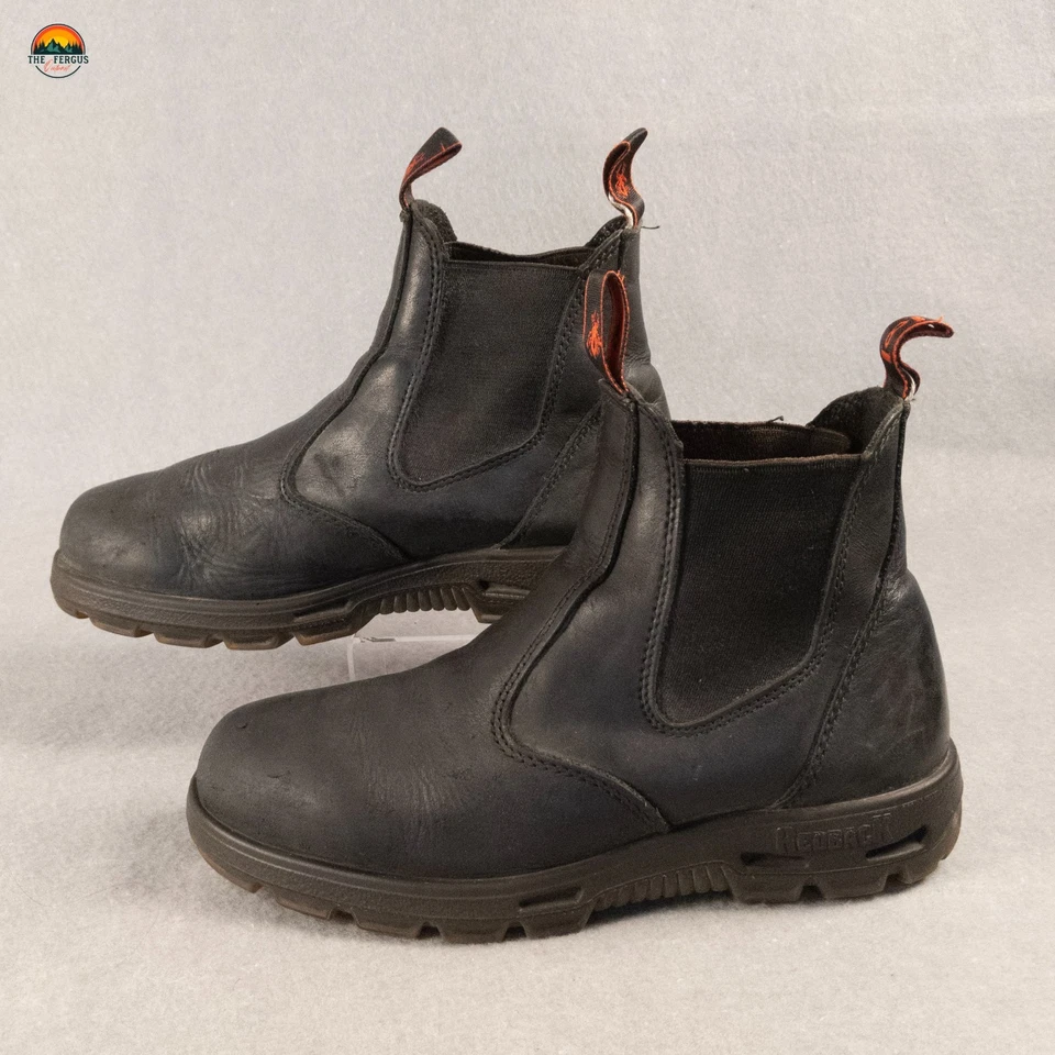 Redback Chelsea Work Boots Black Leather Easy Escape Pull-On Workwear Men's 8 - Image 4 of 4