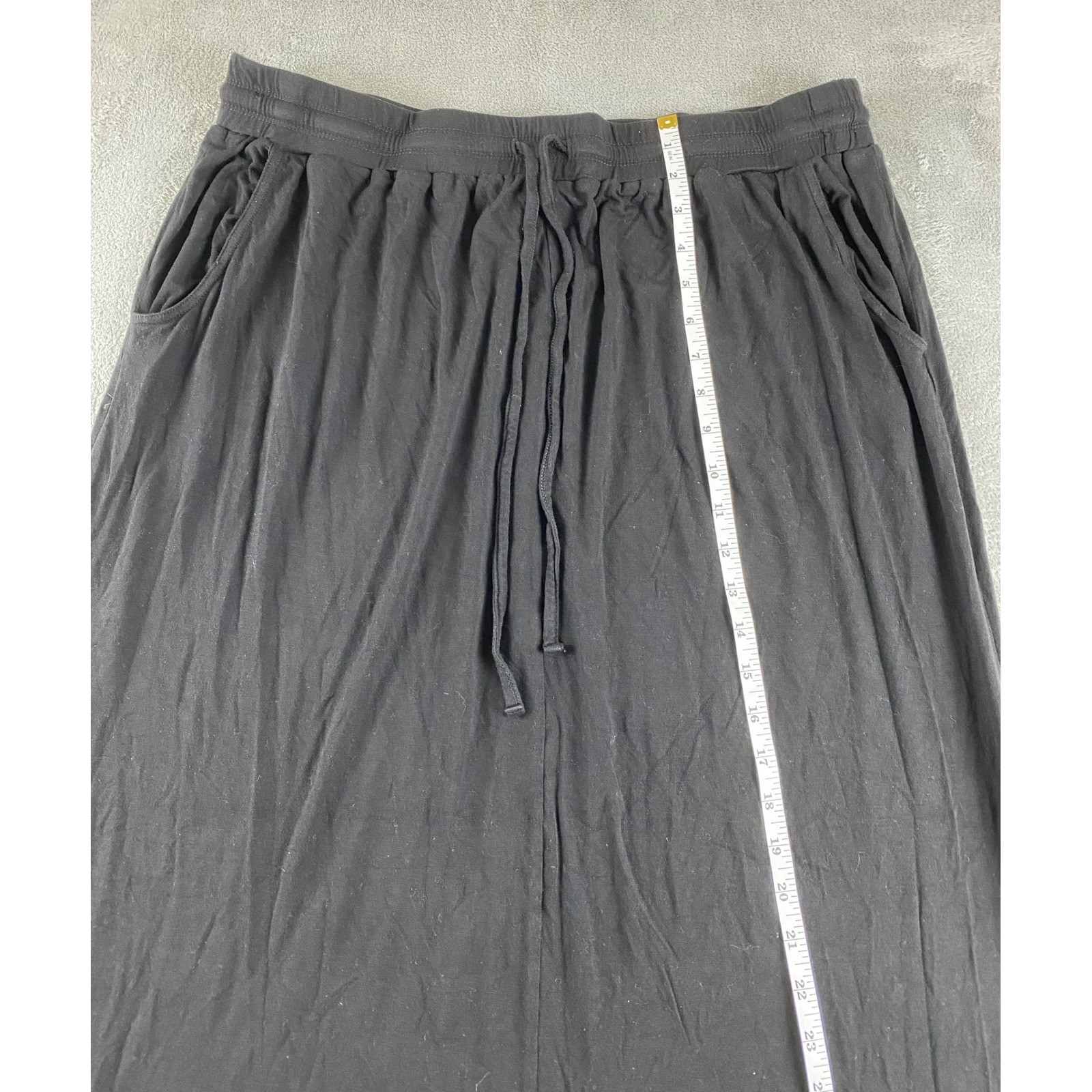 Basic Editions Black Maxi Skirt Drawstring Waist … - image 8