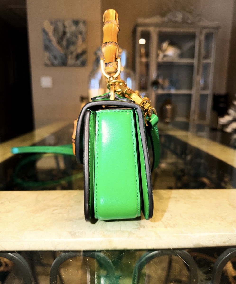 🔥Gucci 1947 Green Bamboo Top Handle Bag, Detachable Adjustable