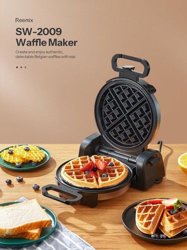 Waffle Maker, Round Classic Beian Waffle Iron °Rotating Design, Nonsti - Picture 7 of 31