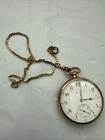 Vintage Elgin Pocket Watch Gold Tone Case w Original Chain Antique
