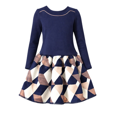 Kleid Lili Gaufrette Mädchen Wollmischung Jacquard Rock Langarm Alter 3
