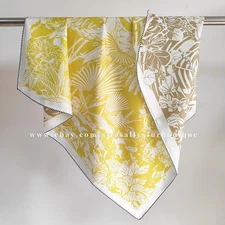 Sallys Heavy 18 Momme Twill Silk Wrap Scarf Flamingo Print Double Face Shawl 35"