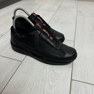 Prada Americas Cup Vintage Leder Low Top Sneaker Damen Gr. 36,5 schwarz