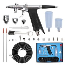 Professional Dual-Action Trigger Airbrush Kit with 3 Nozzle Sizes 0.3mm/0.5m...