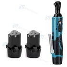 18V 2Battery Electric Cordless Ratchet 3/8" Right Angle Wrench Impact Power Tool